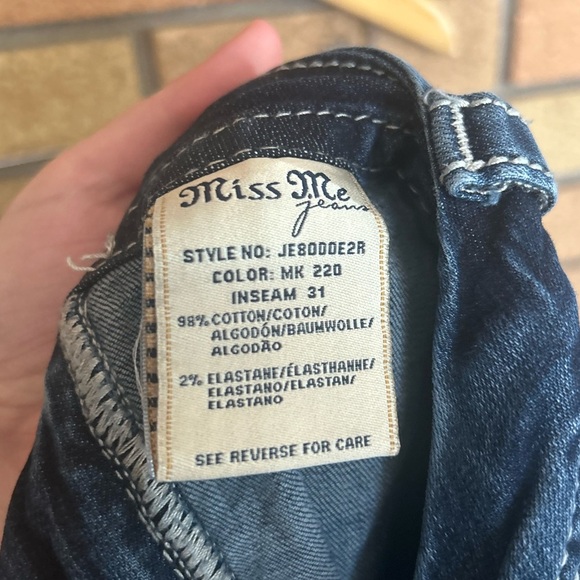 MISS ME Jeans Womens Size 34x31 Mid-Rise Easy Boot Cut Blue Denim Embellished - Picture 5 of 5